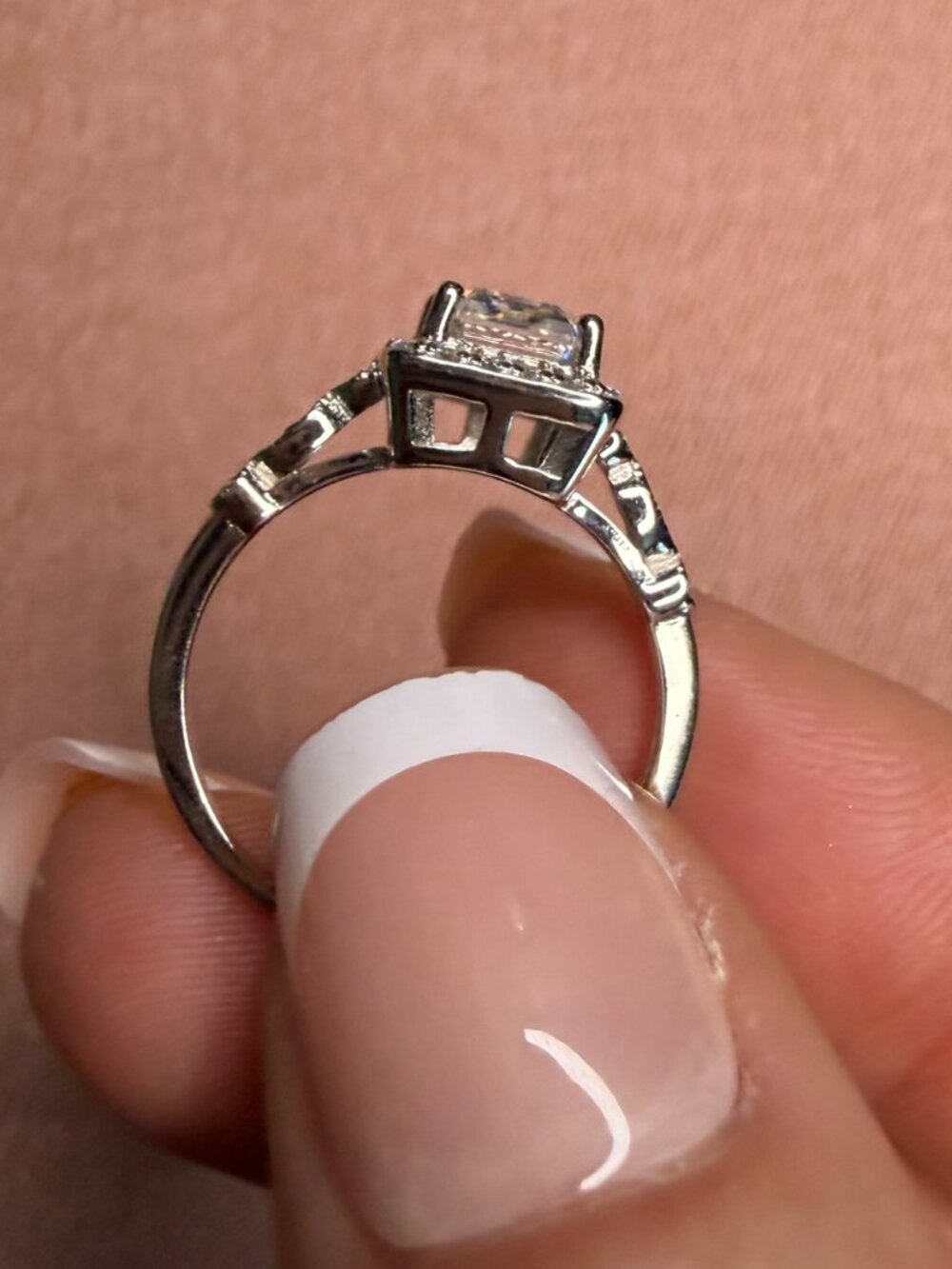 2.74 ct. Emerald-Cut Moissanite Bridal Set โ .925 Sterling Silver - Size 6 - Picture 7 of 9